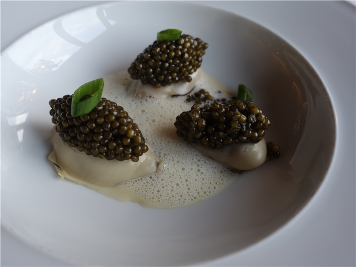 poached oyster and caviar